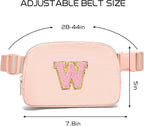 Gitus 6 7 8 9 10 Year Old Girl Gifts Belt Bag Fanny Pack Crossbody Bags with Initial Letter Patch Things for Teen Girls Easter Gifts for Girls Travel Essentials（Coral Pink-W）