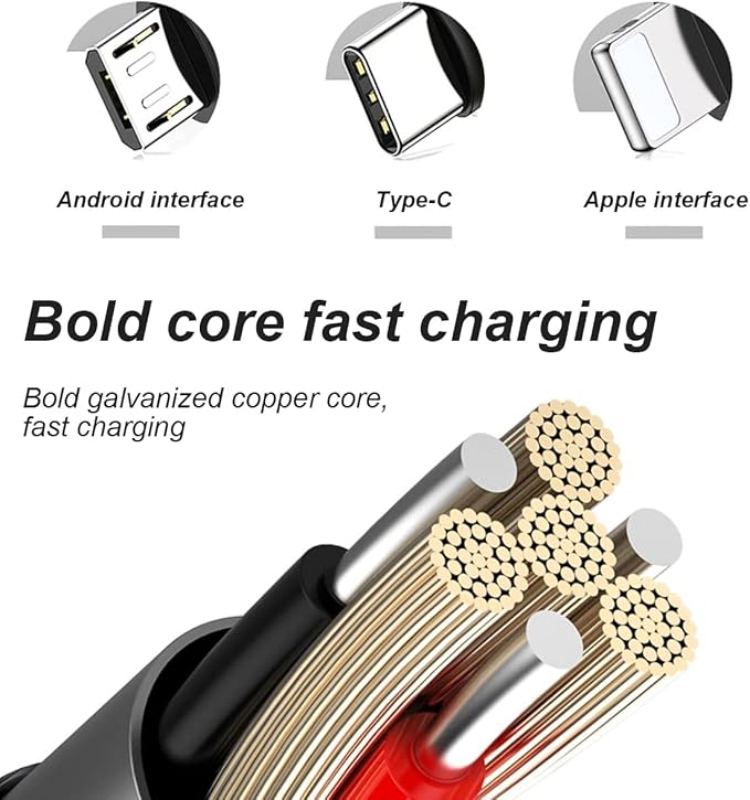 Bling Dual USB Car Charger with 3-in-1 Multi Fast Charging Cable, Dual Port Charger Adapter with Type C Micro USB Cord for iPhone, Android, Rhinestones Car Interior Accessories for Women(Black)