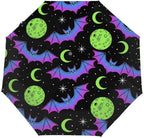 Windproof Compact Umbrellas for Rain - Neon Bat Moon Halloween Portable Lightweight Automatic Reverse Folding Umbrellas - Auto Open Close Cute Small Umbrella for Commute, Car, Backpack, Purse