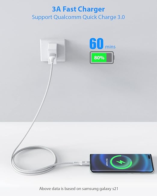 CONMDEX USB to USB C Cable [3ft, 2-Pack] 10Gbps USB 3.1 Gen 2 Data Transfer Type C Cord, 3A Fast Charging CarPlay Android Auto USB Cable for iPhone 17 16 Pro Max Samsung Galaxy S25 S24, White