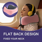 napfun Neck Pillow for Travel with Travel Pouch, Sleep Mask & Earplugs, Memory Foam Airplane Pillow for Headrest Sleep with Eyeshades, Plane Essentials with Eye Blindfold, Pink Striped Kit