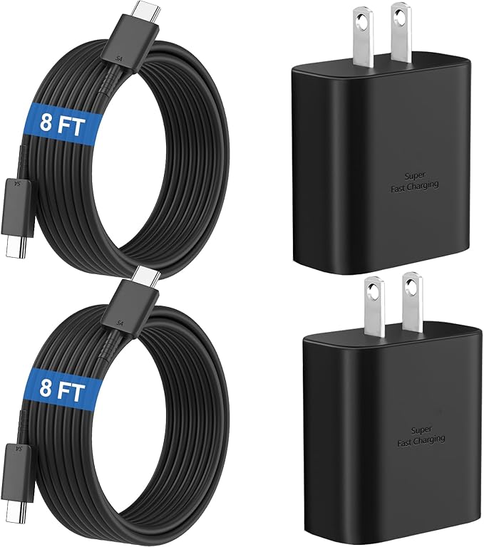 45W Super Fast Charger USB C Android Phone Type C Charger Fast Charging Block with 8FT Cord for Samsung Galaxy S26/S26 Ultra/S26+/S25 Ultra/S25/S24 Ultra/S24/S23 Ultra/S22/S21/S20/Note 10, Black
