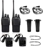 pxton Walkie Talkies Rechargeable Long Range Two-Way Radios with Earpieces,2-Way Radios UHF Handheld Transceiver Walky Talky with Flashlight Li-ion Battery and Charger（2 Pack）