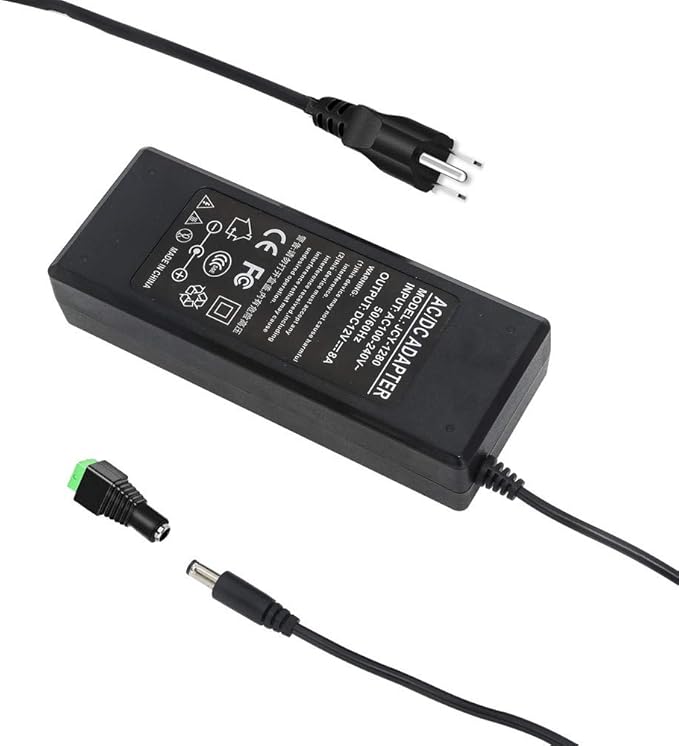 12V 8A 96W Power Supply Adapter AC to DC Converter Charger AC 110V ~ 240V to DC 12V 8Amp Transformer for Water Pump, CCTV, Computer Project
