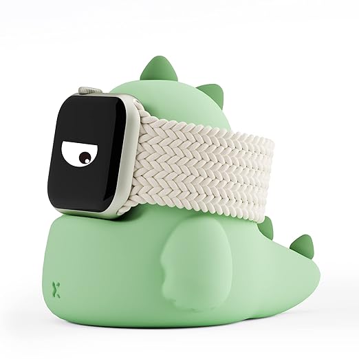 ELETIUO Charger Stand Compatible with Apple Watch Series Ultra2/Ultra/10/9/8/SE2/7/6/SE/5/4/3/2/1 (49/46/45/44/42/41/40/38mm),Dinosaur iWatch Charging Dock,Supports Nightstand Mode,Mint Green