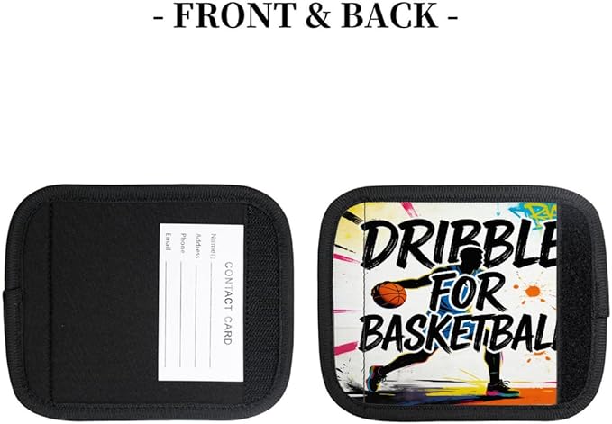 2 Pack Luggage Handle Wrap with Travel Tags - Non-Slip Protective Cover Soft Handle Grips Covers for Suitcase(Graffiti Basketball)