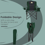 Oversized Camping Chairs 2 Pack - 450lbs Support Heavy Duty Folding Camp Chair Wide Portable Outside Collapsible Chairs with Carry Bag,Cooler,Cup Holder for Outdoor,Lawn,Sports,Baseball,Soccer-Green
