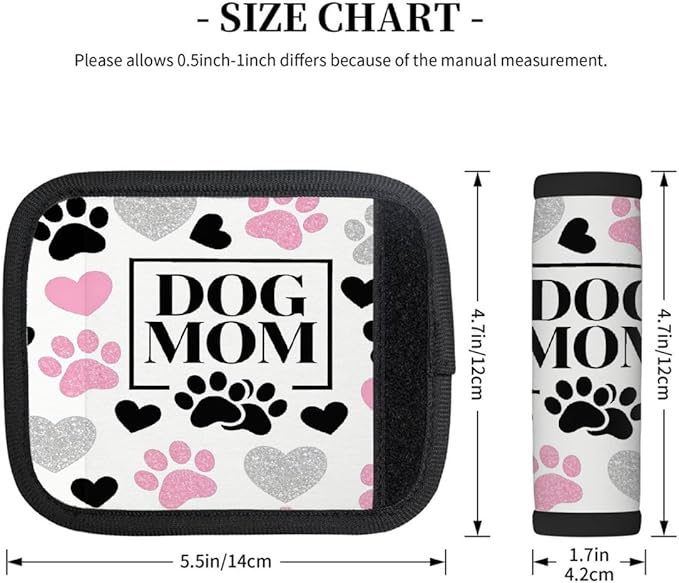 2 Pack Luggage Handle Wrap with Travel Tags - Non-Slip Protective Cover Soft Handle Grips Covers for Suitcase(Dogs Mom Paws)
