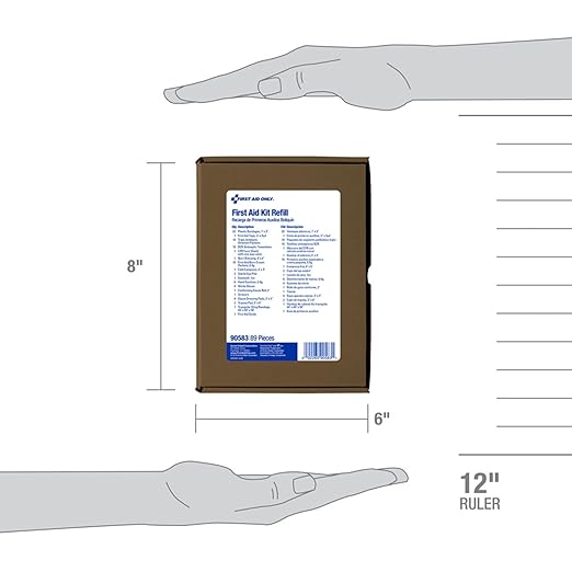 First Aid Only 90583 25-Person Emergency First Aid Kit Refill Supplies for Business, Compatible with First Aid Only ANSI 2015 A 90560, 90562 and 90588 Kits, 89 Pieces