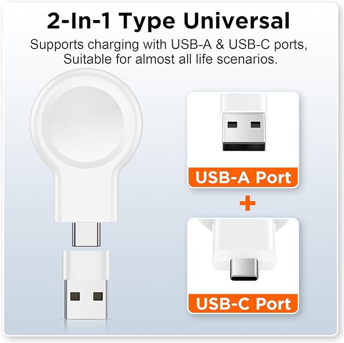 for Apple Watch Charger,Magnetic Portable iWatch Charger USB C&USB A Fast Wireless Charging Travel Watch Charger for iWatch Ultra2/Ultra/SE2/SE Series 10/9/8/7/6/5/4/3/2/1