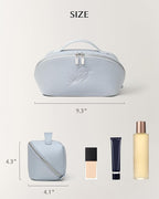 EACHY Travel Makeup Bag, Large Capacity Cosmetic Bag for Women, Waterproof PU Leather, Flat Open Portable Toiletry Bag for Skincare, Brushes & Travel Essentials