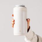 HydroJug Standard Can Cooler - 2-in-1 Insulated Can Cooler Cup - Stainless Steel Can Holder with Non-Slip Rubber Base - Screw-Top Lid - Dishwasher Safe - 16oz, Linen