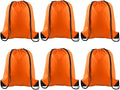 PLULON 6 Pcs Drawstring Bags Bulk Orange Drawstring Backpack String Backpack Cinch Sack Sport Gym Backpack Bags for Yoga Traveling Outdoor Sports