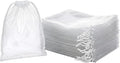 Clear LDPE Drawstring Bags (250 Pack) (13.75" x 17.5") 2 Mil Disposable Transparent Plastic with Double Cotton White Strings. Shoe Bags for Travel Large Storage Organizers Pouch (250)