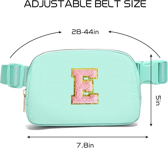 Gitus Belt Bag Fanny Pack Crossbody Bags with Initial Letter Patch Cute Stuff Birthday Gifts for Teenager Girls Trendy Preppy Stuff for Teen Girls Cool Stuff for Teens (Mint Green-E)