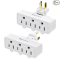 [ETL Listed] Cable Matters 2-Pack 3-Outlet Grounded 180 Degree Swivel Wall Tap, 3 Plug Wall Adapter, Multi-Plug Outlets, White