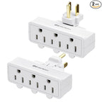 [ETL Listed] Cable Matters 2-Pack 3-Outlet Grounded 180 Degree Swivel Wall Tap, 3 Plug Wall Adapter, Multi-Plug Outlets, White