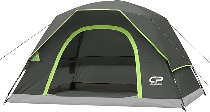 CAMPROS CP Camping Tent 2/4/6 Person, Waterproof Windproof Double Layer Dome Tent, Easy Setup with Large Mesh Windows & Wide Door for Outdoor Camping Backyard
