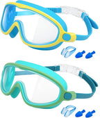 Swim Goggles 2 Pack, Wide View Anti Fog&UV Swimming Goggles for Audlt, No Leak Pool Beach Essentials for Men Women