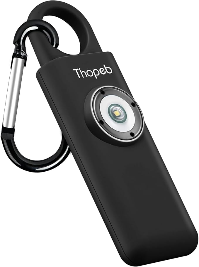 Thopeb–The Original Personal Safety Alarm for Women Self Defense – Elders & Kids Self Defense Keychain Siren – 135dB Loud Siren Bird Sound – Cute Key Chains Protection (Charcoal)