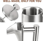 SZHETEFU French Press 34 OZ, Durable Stainless Steel French Press Coffee Maker, Double-Wall Insulated Coffee Presses for Travel Camping Tea, Easy to Use, Dishwasher Safe (Silver Matte)