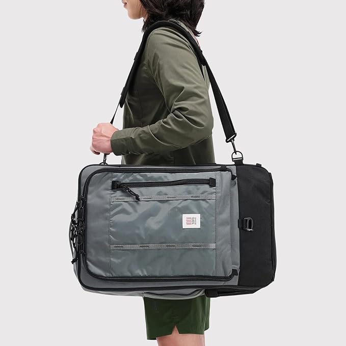 Topo Designs Global Travel Bag – 30L or 40L - Carry-On Compliant Most Airlines, Durable Travel Duffel Bag, Clam Shell Main Pocket, Laptop Sleeve, Backpack, Luggage (40L / Dark Denim/Burgundy)