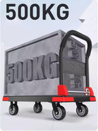 Foldable Hand Truck, Platform Dolly with Swivel Wheels, Versatile Flatbed Cart for Office & Moving Use, Design for Easy STO