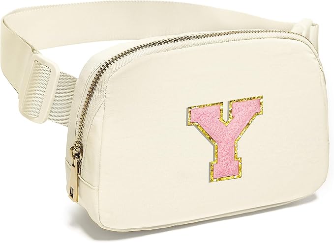 Gitus Personalized Gifts Birthday Gifts for Girls Fanny Pack Cross Body Bags with Initial Letter Preppy Stuff Gifts for Her Girlfriend Wife Sister Friends Mom (Ivory-Y)