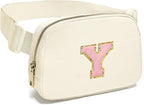 Gitus Personalized Gifts Birthday Gifts for Girls Fanny Pack Cross Body Bags with Initial Letter Preppy Stuff Gifts for Her Girlfriend Wife Sister Friends Mom (Ivory-Y)