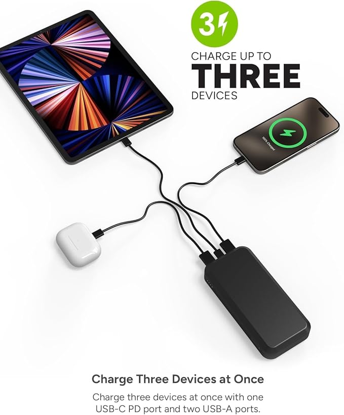 Mophie powerstation prime20 - Ultra-Compact Portable Power Bank with 20,000mAh Internal Battery, 18W USB-C PD Fast Charging, 3-Device Simultaneous Charging, Shamrocks
