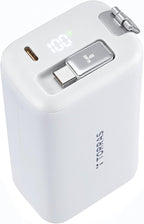 TORRAS FlexLine PowerGo 3-in-1 Portable Charger, 10000mAh Power Bank, 45W Fast Charging with 3.3 ft Built-in Retractable USB-C Cable & Foldable Wall Plug for iPhone 17/16/15, iPad