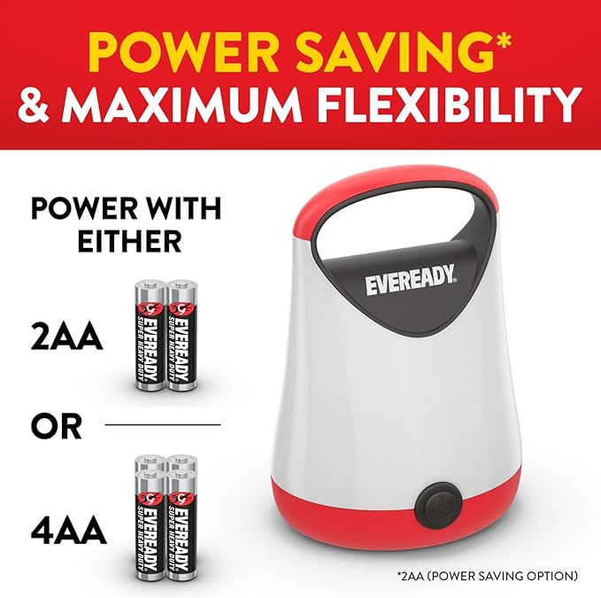 Eveready LED Camping Lantern X-250,Super Bright Tent Lights,Rugged Water Resistant LED Lanterns,100 Hour Run-time (Batteries Included),Red and Black,(Pack of 8)