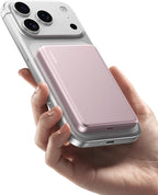 RORRY for Magsafe Portable Charger, 10000mAh Ultra Slim Magnetic Power Bank, 22.5W Fast Charging Wireless Portable Charger, USB C Battery Pack for iPhone 17/16/15/14/13/12 Plus Pro Max, Pink