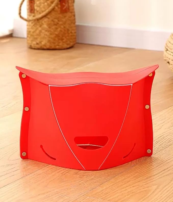 Folding Portable Camping Hiking Stool Lightweight and Foldable Chair for Travel Gathering BBQ Subway Backpacking Outdoor Squatting Toilets (Red)