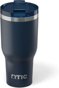 RTIC 40oz Essential Tumbler with Lid, Ceramic Lined, Insulated, Stainless Steel, Metal, Double Wall Vacuum-Insulation, Travel Cup for Iced Coffee, Tea, Hot and Cold Drink, Navy
