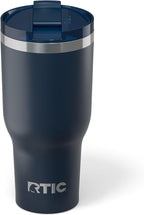 RTIC 40oz Essential Tumbler with Lid, Ceramic Lined, Insulated, Stainless Steel, Metal, Double Wall Vacuum-Insulation, Travel Cup for Iced Coffee, Tea, Hot and Cold Drink, Navy
