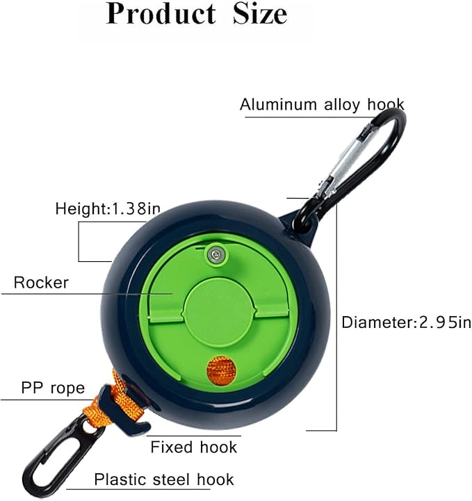 Retractable Camping Clothesline, Adjustable Travel Laundry Rope, Heavy Duty Washing Line with 20 Clothespins & 10 Stoppers for Indoor/Outdoor, Camping, Travel, Courtyard, 33ft (Blue)