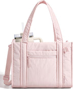 BAGSMART Boxy Tote Bag for Women, Crossbody Bag with Zipper, Crush Bow Purses for Travel Work College