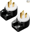 (2Pack) Nema 5-15P Plug, Plugrand 15A 125V Right Angle AC Plug, Nema 5-15P DIY 90 Degree Plugs, 3-Prong Rewirable Plugs, 3 Prong Household Right Angle AC Connector, ETL Verified