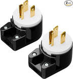 (2Pack) Nema 5-15P Plug, Plugrand 15A 125V Right Angle AC Plug, Nema 5-15P DIY 90 Degree Plugs, 3-Prong Rewirable Plugs, 3 Prong Household Right Angle AC Connector, ETL Verified