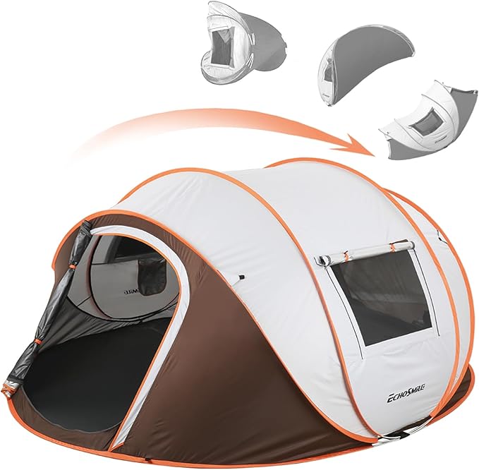 EchoSmile Pop Up Camping Tent, 2/4/6 Person Easy Setup Tent, Water Resistant Dome, Portable with Carry Bag