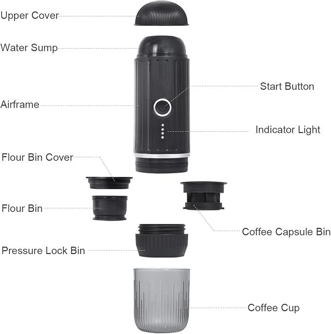 Portable Espresso Coffee Maker, Travel Coffee Maker for Camping, 2-in-1 Self-Heating Electric Espresso Maker, USB-C,Ground Coffee & Capsule (Ns&DG) Camping,RV, Hiking, Office