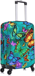 Travel Luggage Cover Suitcase Protector, Rainbow Butterfly Washable Elastic Suitcase Baggage Cover Anti-scratch Double-sided with Zipper Closure for Wheeled Suitcase Fits 25-28 Inch Luggage