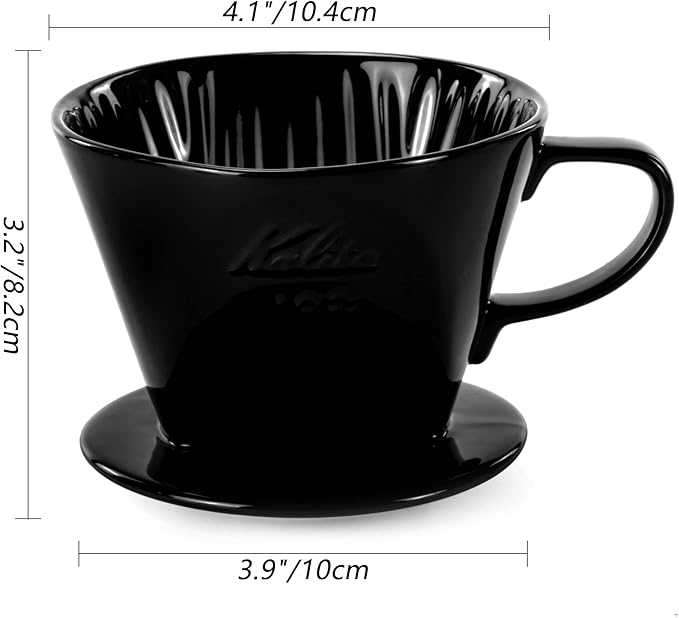Pour Over Ceramic - Coffee Dripper Ceramic Coffee Maker with 3 Holes Flat Bottom, Porcelain Slow Filter Cone for Travel, Camping, Office, Home, Coffee Maker Brew, Black