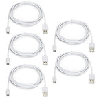 Micro USB Cables 5-Pack 6ft for Samsung Galaxy S7/S6/J7/J3/J8/A01, Android, HTC, Huawei - USB 2.0 A Male to Micro B Charger Cord, Fast Charging and Data Sync Cable