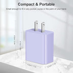 [4 Pack] USB C Charger Block Charging Block Type C Charger 20W Wall Chargers for iPhone Air/17/17 Plus/17 Pro Max/16/16 Plus/16 Pro Max/15/15 Max/14/13/12/Samsung(Purple)