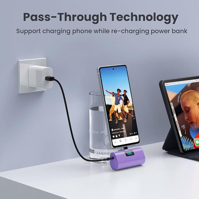 Mini Portable Charger for iPhone 17/16,Upgraded 5500mAh PD USB C Power Bank,Travel Essentials Pocket Phone Charger Battery Pack for iPhone 17/17 Pro Max/16/16 Pro/15 Series,Samsung Galaxy Android etc
