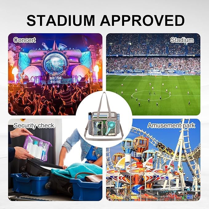 XCU Clear Bag for Stadium Events 12x6x12 Large Clear Tote Bag Transparent Lunch Bag Adjustable Straps for Concert Sports Work