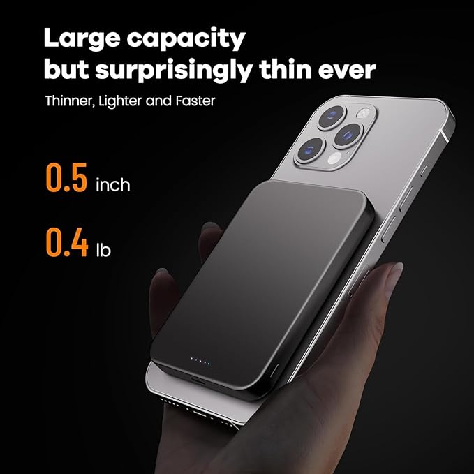 Power Bank, Ultra-Thin 10,000mAh Magnetic Wireless Portable Charger, 22.5W Fast Charging Battery Pack, Comes with USB-C Cable, Designed for iPhone Air /17/16/15/14/13/12