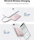 Baseus 0.3" Ultra Slim 5000mAh MagSafe Portable Charger Bundle with 10,000mAh 30W Magnetic Portable Charger Built-in Braided USB-C Cable for iPhone 17 Pro Max/Air/16/15/14/13, AirPods, iPad